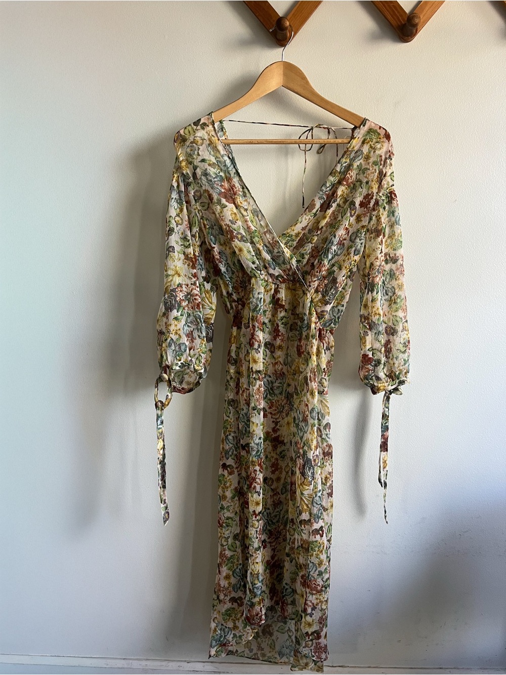 Floral Wrap Midi Dress in Multi-Color